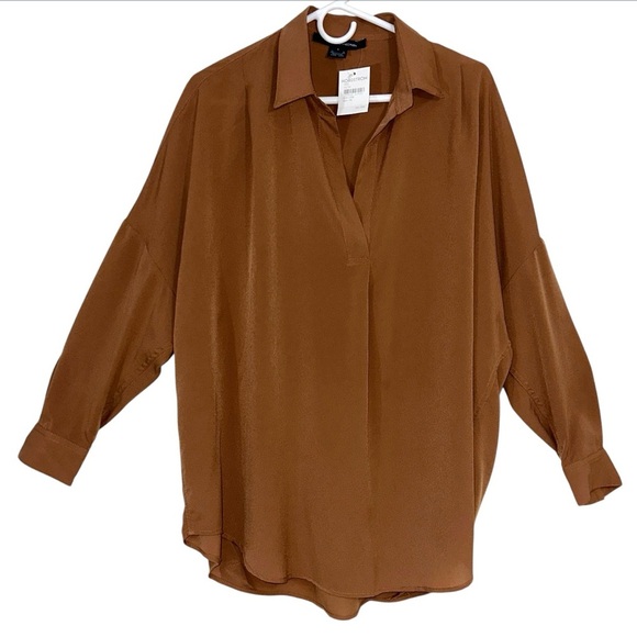 French Connection Tops - French Connection Rhodes Crepe Popover Shirt